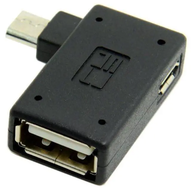 Main image of Micro USB OTG Power Adapter 2 in 1 Micro USB Male to USB 2.0 Female 90 Degree Right Angled Connector Adapter