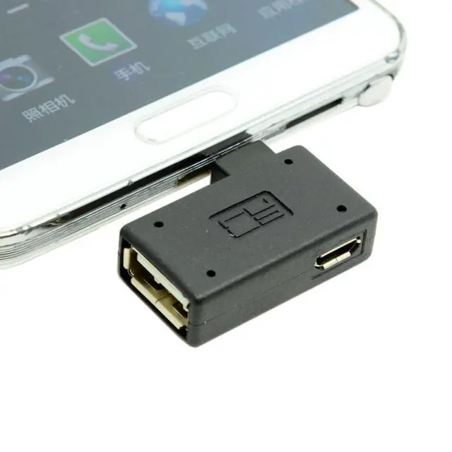 Alt view image 3 of 7 - Micro USB OTG Power Adapter 2 in 1 Micro USB Male to USB 2.0 Female 90 Degree Right Angled Connector Adapter