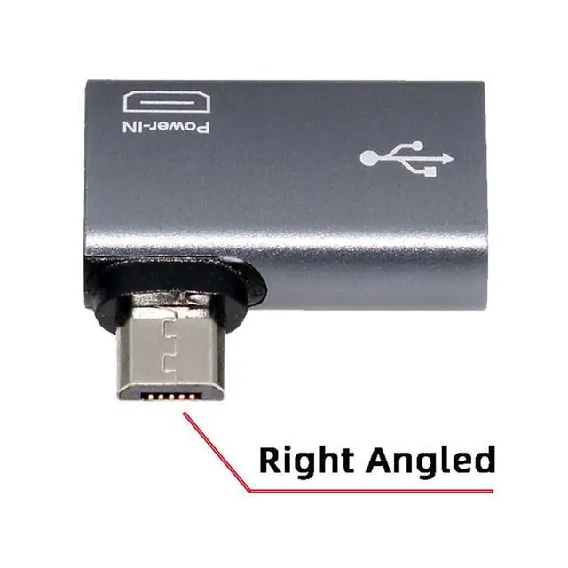 Alt view image 6 of 7 - 2 in 1 Micro USB OTG Power Adapter Micro USB Male to USB 2.0 Female 90 Degree Right Angled Connector Adapter