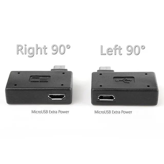 Alt view image 6 of 7 - 2 Pack Micro USB OTG Power Adapter 2 in 1 Micro USB Male to USB 2.0 Female 90 Degree Angled Connector Adapter