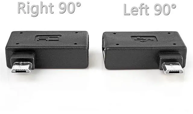 Alt view image 7 of 7 - 2 Pack Micro USB OTG Power Adapter 2 in 1 Micro USB Male to USB 2.0 Female 90 Degree Angled Connector Adapter