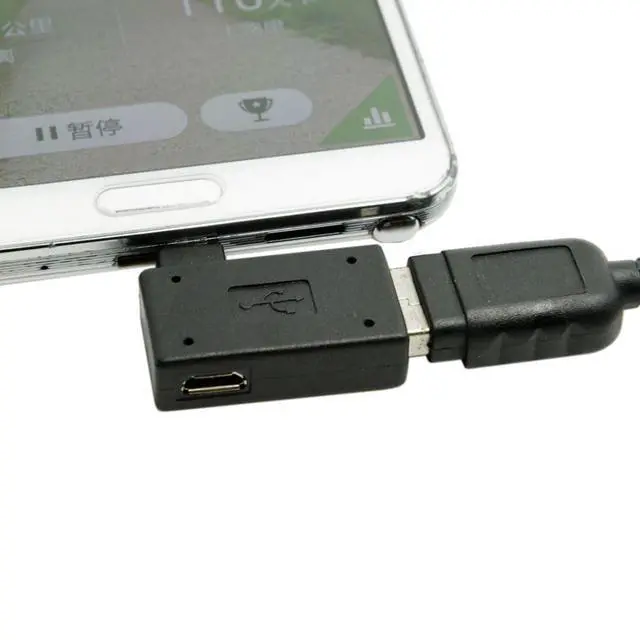 Alt view image 4 of 7 - Micro USB OTG Power Adapter 2 in 1 Micro USB Male to USB 2.0 Female 90 Degree Left Angled Connector Adapter