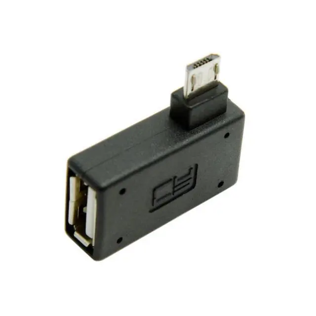 Alt view image 7 of 7 - Micro USB OTG Power Adapter 2 in 1 Micro USB Male to USB 2.0 Female 90 Degree Left Angled Connector Adapter