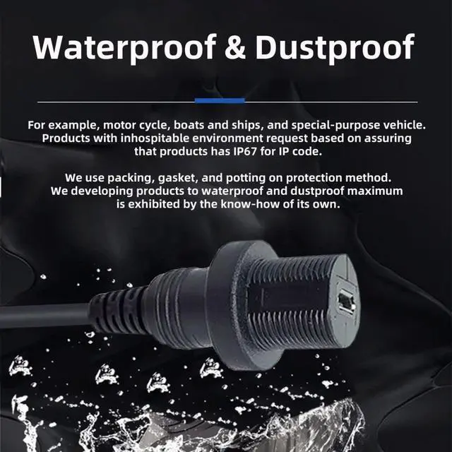 Alt view image 4 of 7 - Micro USB 5Pin Flush Mount Male to Female Extension Cable for Car Dashboard Panel Mount Waterproof Dustproof