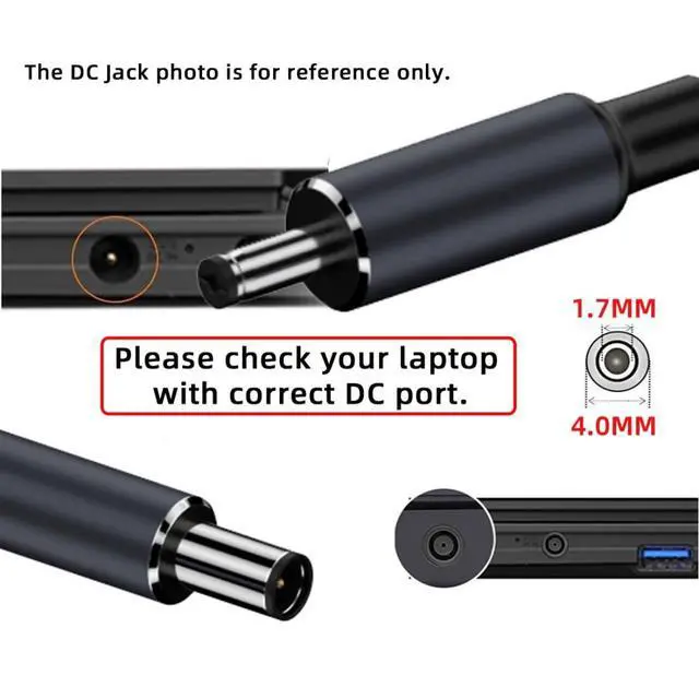 Alt view image 6 of 7 - USB C to DC Adapter,USB C Female to DC 4.0x1.7mm Barrel Jack Plug PD 100W Laptop Fast Charging Adapter with Wattage Display