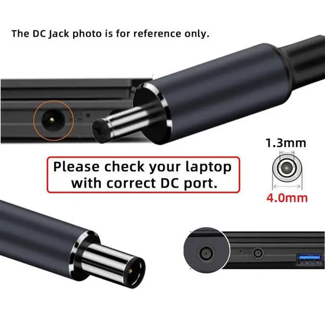 Alt view image 6 of 7 - USB C to DC Adapter,USB C Female to DC 4.0x1.3mm Barrel Jack Plug PD 100W Laptop Fast Charging Adapter with Wattage Display