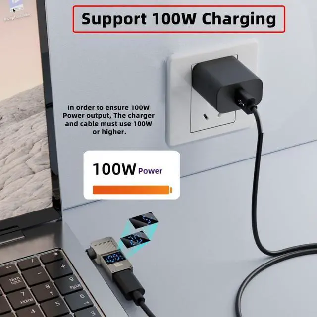Alt view image 3 of 7 - USB C to DC Adapter,USB C Female to DC 5.5x2.5mm Barrel Jack Plug PD 100W Laptop Fast Charging Adapter with Wattage Display