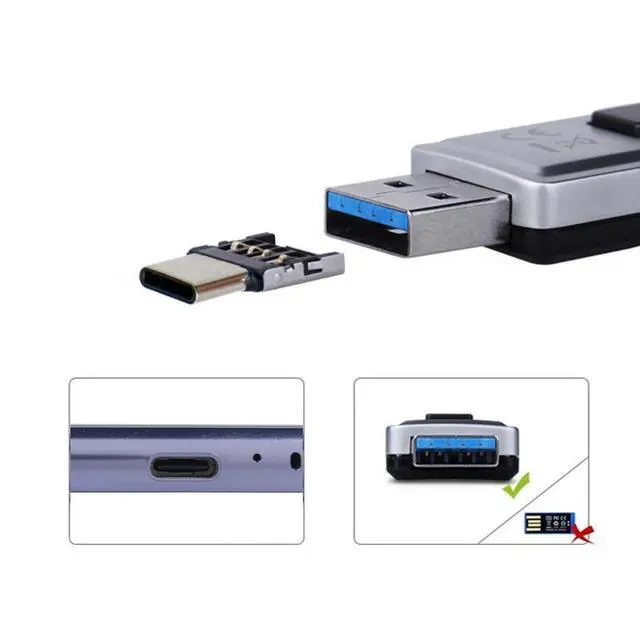Alt view image 6 of 7 - 10 Pack USB C OTG Adapter USB C Male to USB 2.0 Female Ultra Mini Size Connector Adapter