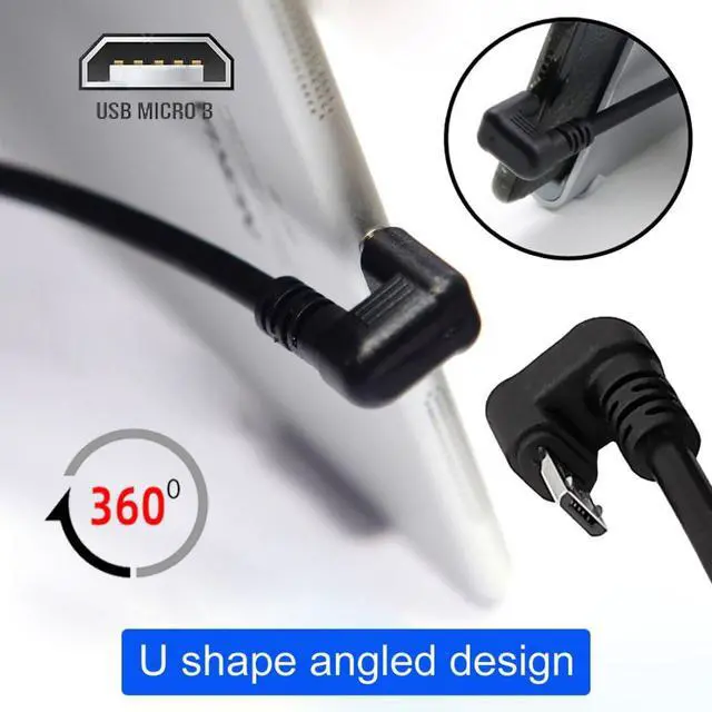 Alt view image 3 of 7 - Micro USB Cable Micro USB 2.0 5Pin Male to Female Data Extension Cable U Shape Angled