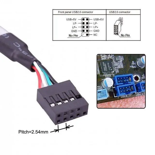 Alt view image 4 of 6 - 9Pin Motherboard Header 1 to 2 USB 2.0 Port Multiplier Panel Cable 40cm with 120mm PCI Bracket