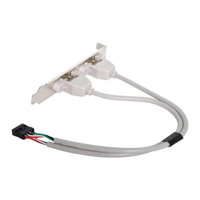 Alt view image 6 of 6 - 9Pin Motherboard Header 1 to 2 USB 2.0 Port Multiplier Panel Cable 40cm with 120mm PCI Bracket
