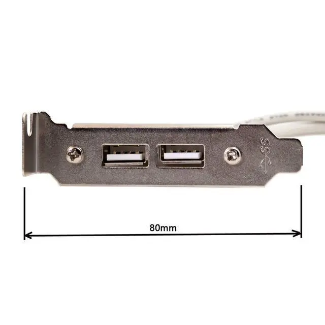 Alt view image 2 of 7 - 9Pin Motherboard Header 1 to 2 USB 2.0 Port Multiplier Panel Cable 40cm with 80mm PCI Bracket