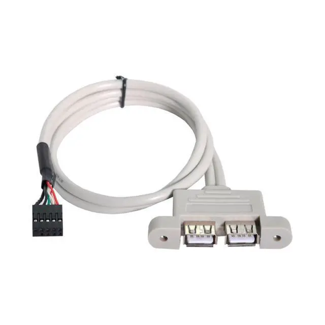 Alt view image 3 of 7 - 9Pin Motherboard Header 1 to 2 USB 2.0 Port Multiplier Panel Cable 40cm with 80mm PCI Bracket