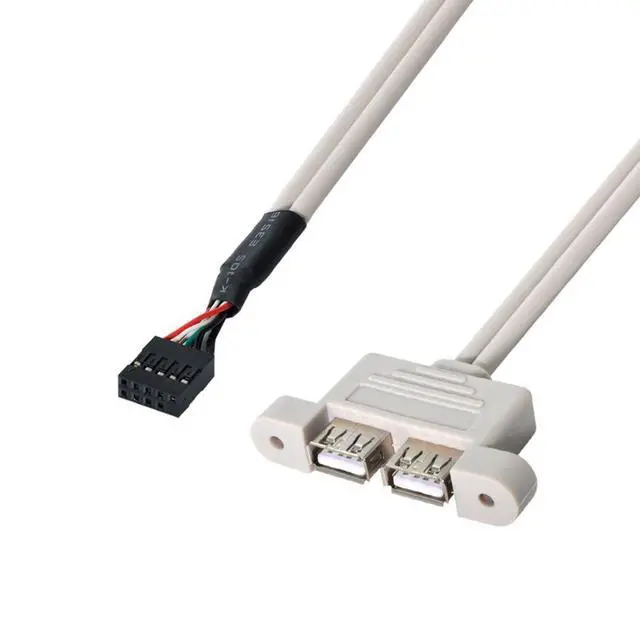 Alt view image 7 of 7 - 9Pin Motherboard Header 1 to 2 USB 2.0 Port Multiplier Panel Cable 40cm with 80mm PCI Bracket