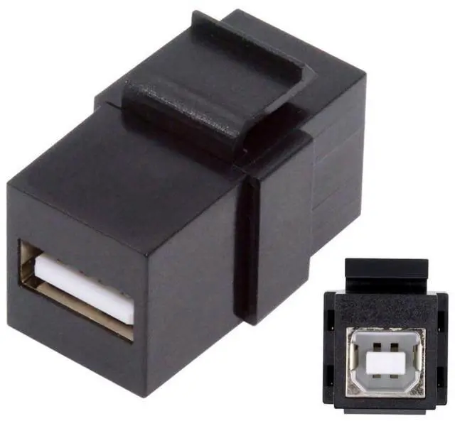 Main image of USB Keystone Jack Adapter USB 2.0 Type-A Female to Type-B Female Keystone Insert Socket Module Coupler Adapter for Wall Plate Outlet Panel