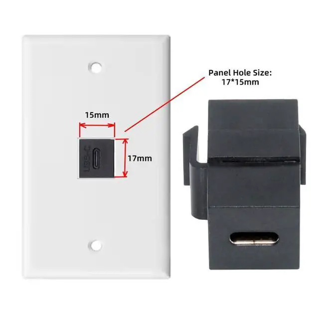 Alt view image 3 of 7 - USB C Keystone Jack Adapter, USB 2.0 Type-C Female to Female Keystone Insert Socket Module Coupler Adapter for Wall Plate Outlet Panel