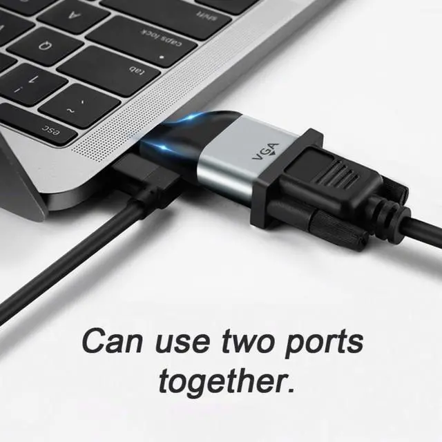 Alt view image 2 of 7 - USB C to VGA Monitor Adapter Support 1080P@60Hz for Tablet Phone Laptop