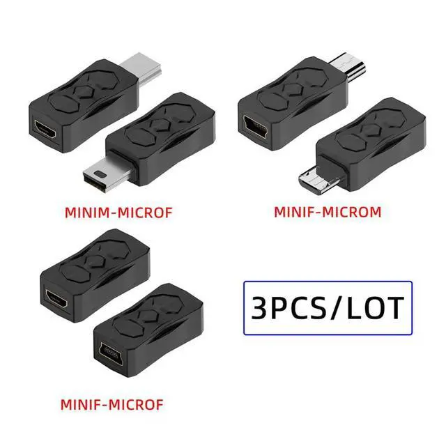 Alt view image 2 of 7 - USB 2.0 Connector Micro USB to Mini USB 5Pin Data Charge Converter Adapter 3Pcs/Set