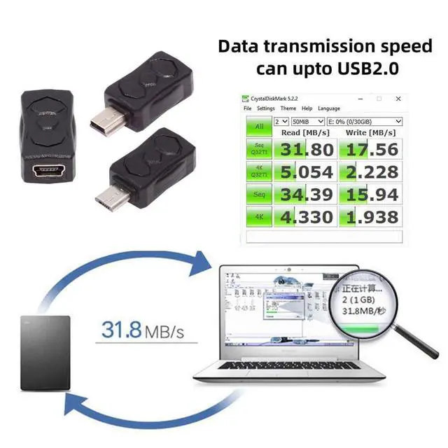 Alt view image 3 of 7 - USB 2.0 Connector Micro USB to Mini USB 5Pin Data Charge Converter Adapter 3Pcs/Set