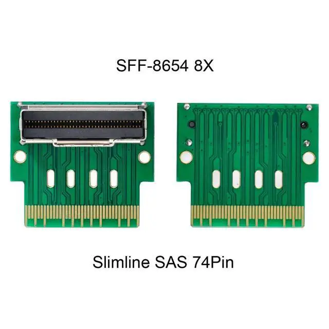 Alt view image 6 of 7 - Slimline SAS 74Pin SFF-8654 Male to Female 90 Degree Angled Extender Adapter for Motherboard Expansion