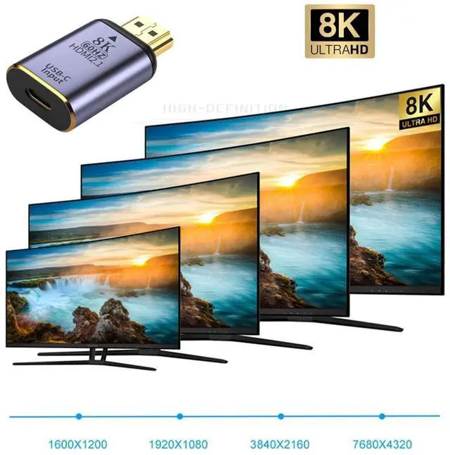 Alt view image 5 of 7 - USB-C Type C Female Source Input to HDMI 2.1 Male Output HDTV Adapter 8K@60hz 4K@120hz for Tablet & Phone & Laptop