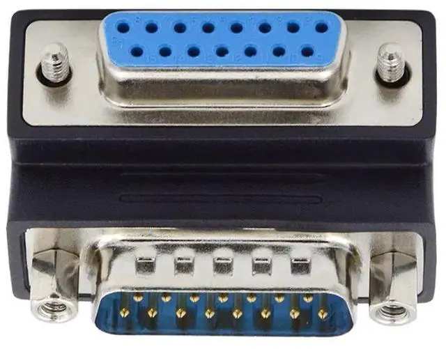 Alt view image 6 of 7 - DB15Pin Male to Female Extension Adapter DSUB RS232 15Pin D-subminiature Connector 90 Degree Down Angled