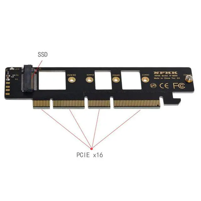 Alt view image 2 of 5 - M.2 NVME to PCIe 3.0 X16 Adapter NVME/AHCI SSD to PCI Express Expansion Card Adapter for 110mm SSD