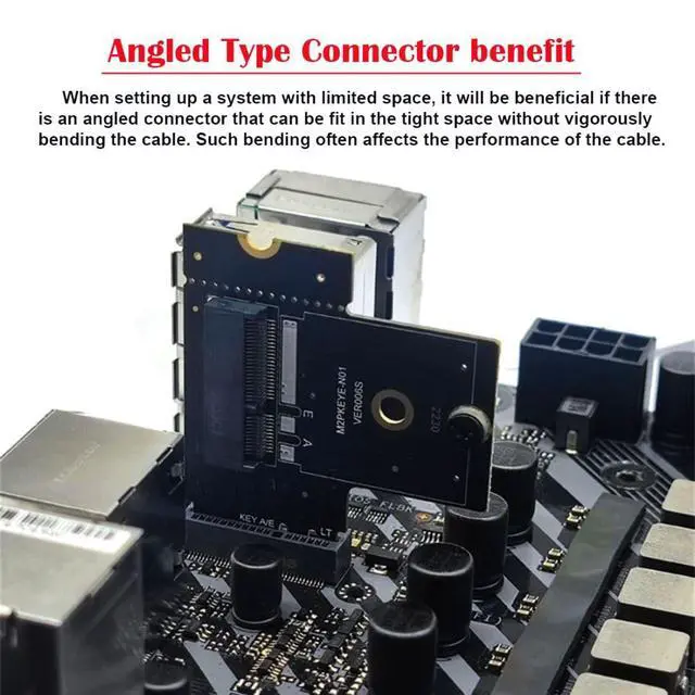 Alt view image 2 of 7 - PCIE 3.0 M.2(A+E Key) Male to Female 90 Degree Angled Vertical Extension Card Adapter