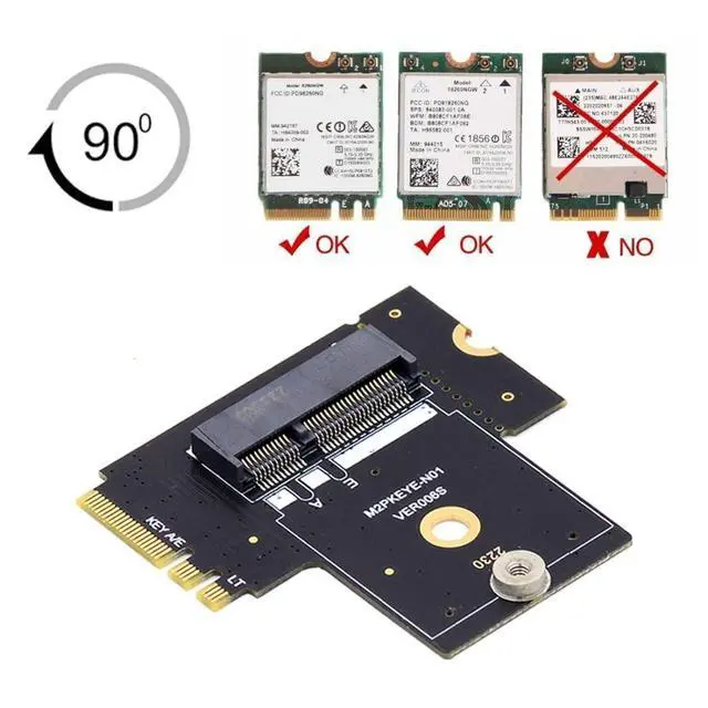 Alt view image 6 of 7 - PCIE 3.0 M.2(A+E Key) Male to Female 90 Degree Angled Vertical Extension Card Adapter