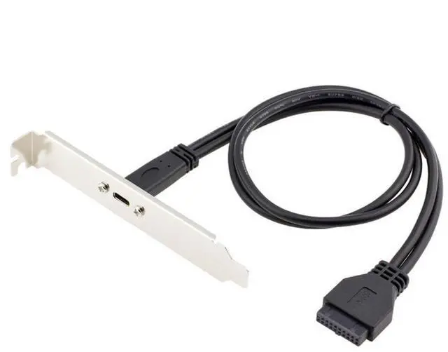 Main image of USB 3.0 Front Panel Header 19/20Pin Male to USB C Female Chassis Back Panel Port Extension Cable 0.4M with 12cm PCI-E Slot Bracket