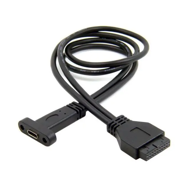 Alt view image 6 of 7 - USB 3.0 Front Panel Header 19/20Pin Male to USB C Female Chassis Back Panel Port Extension Cable 0.4M with 12cm PCI-E Slot Bracket