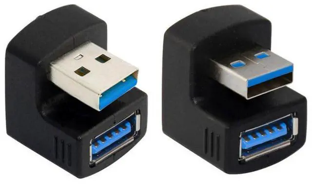 Main image of 2 Pack USB 3.0 Extender Adapter,USB 3.0 Male to Female Data Transfer Charging 180 Degree Angled Adapter