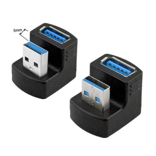 Alt view image 4 of 7 - 2 Pack USB 3.0 Extender Adapter,USB 3.0 Male to Female Data Transfer Charging 180 Degree Angled Adapter