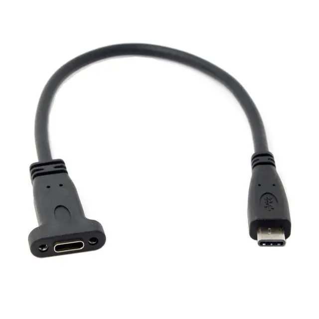 Alt view image 6 of 7 - CY USB C to C Cable USB 3.1 Type C Male to Female Data Extension Cable with Panel Mount Screw Hole