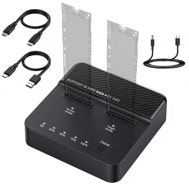 Main image of USB 3.2 Gen 2X2 20Gbps Dual Bay M.2 NVME SSD Cloner Dock Enclosure Adapter for Clone and Read Support One Cllick Offline Clone