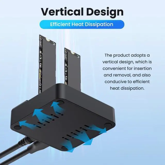 Alt view image 4 of 7 - USB 3.2 Gen 2X2 20Gbps Dual Bay M.2 NVME SSD Cloner Dock Enclosure Adapter for Clone and Read Support One Cllick Offline Clone