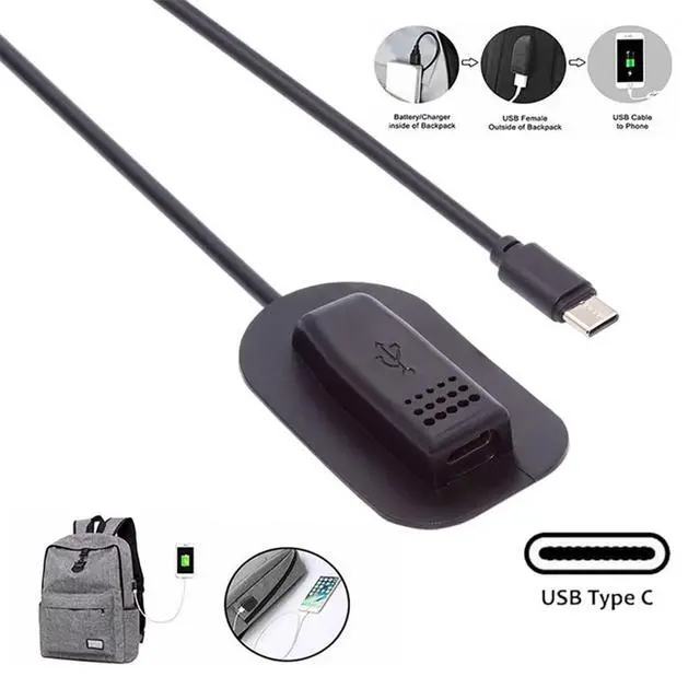Alt view image 7 of 7 - USB C Male to Female PD 65W Backpack Charge Data Extension Cable for Outdoor Travel Camping