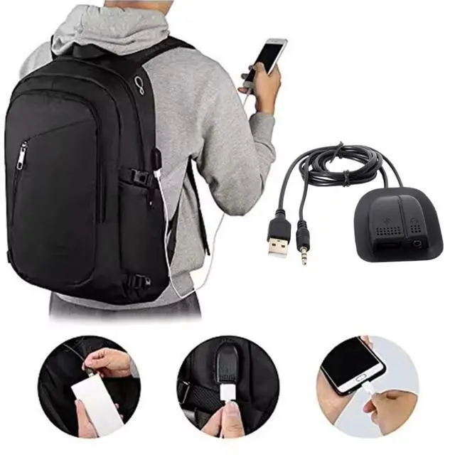 Alt view image 2 of 7 - USB 2.0 Type A/Audio 3.5mm Male to Female Backpack Charge Data Extension Cable for Outdoor Travel Camping