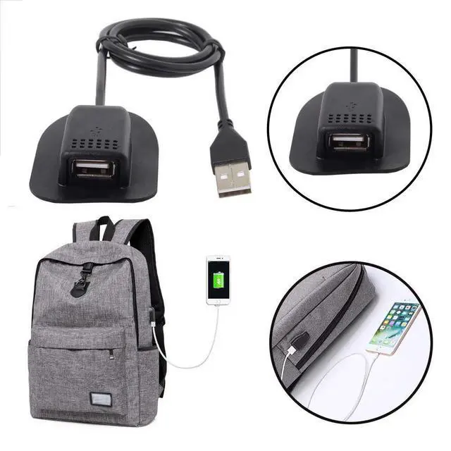 Alt view image 4 of 7 - USB 2.0 Type A Male to Female Backpack Charge Data Extension Cable for Outdoor Travel Camping