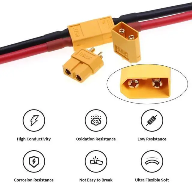 Alt view image 5 of 7 - XT60 Cable XT60 12AWG Male to Male Extension Cable for RC Battery Portable Power Station Solar Panel 0.5M