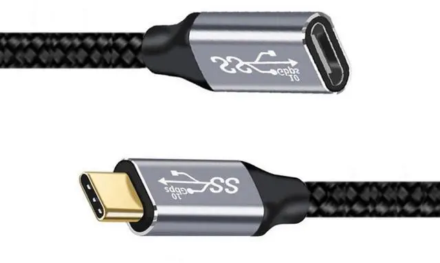 Main image of USB-C USB 3.1 Type-C Male to Female Extension Data Cable 10Gbps 100W with Sleeve for Laptop Phone 0.2m