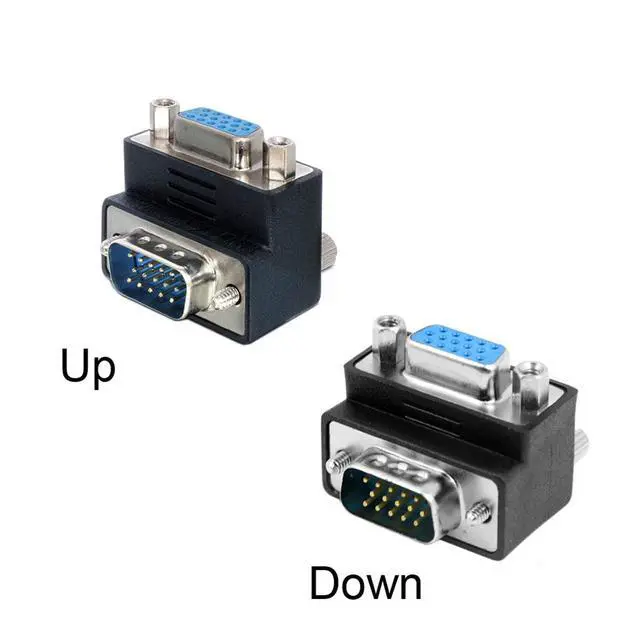 Alt view image 2 of 6 - 2 Pack VGA Connectors,VGA SVGA D-Sub HDB15Pin Male to Female 90 Degree Angled Gender Changer Video Graphics Array Connector Adapter for Monitor/Projector/Graphics