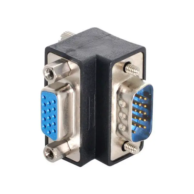 Alt view image 3 of 6 - 2 Pack VGA Connectors,VGA SVGA D-Sub HDB15Pin Male to Female 90 Degree Angled Gender Changer Video Graphics Array Connector Adapter for Monitor/Projector/Graphics