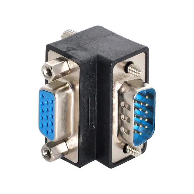 Alt view image 4 of 6 - 2 Pack VGA Connectors,VGA SVGA D-Sub HDB15Pin Male to Female 90 Degree Angled Gender Changer Video Graphics Array Connector Adapter for Monitor/Projector/Graphics