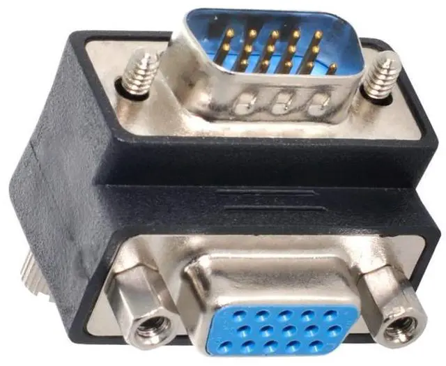 Alt view image 2 of 7 - VGA Connectors,VGA SVGA D-Sub HDB15Pin Male to Female 90 Degree Down Angled Gender Changer Video Graphics Array Connector Adapter for Monitor/Projector/Graphics