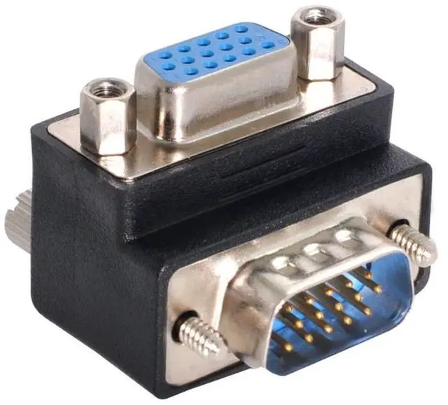 Alt view image 3 of 7 - VGA Connectors,VGA SVGA D-Sub HDB15Pin Male to Female 90 Degree Down Angled Gender Changer Video Graphics Array Connector Adapter for Monitor/Projector/Graphics