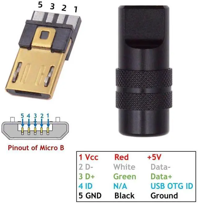 Alt view image 2 of 7 - Micro USB DIY Connector Aluminum Alloy Micro USB 2.0 5Pin Male Plug Port Repair Replacement Solder Adapter for OD 4.0-6.0mm Cable
