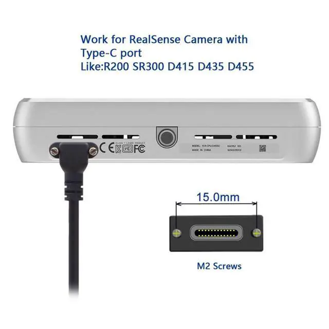 Alt view image 3 of 7 - USB 3.0 to USB C 90 Degree Angled Data Cable with Panel Mount Screw for Industrial Camera 6.56FT/2.0M