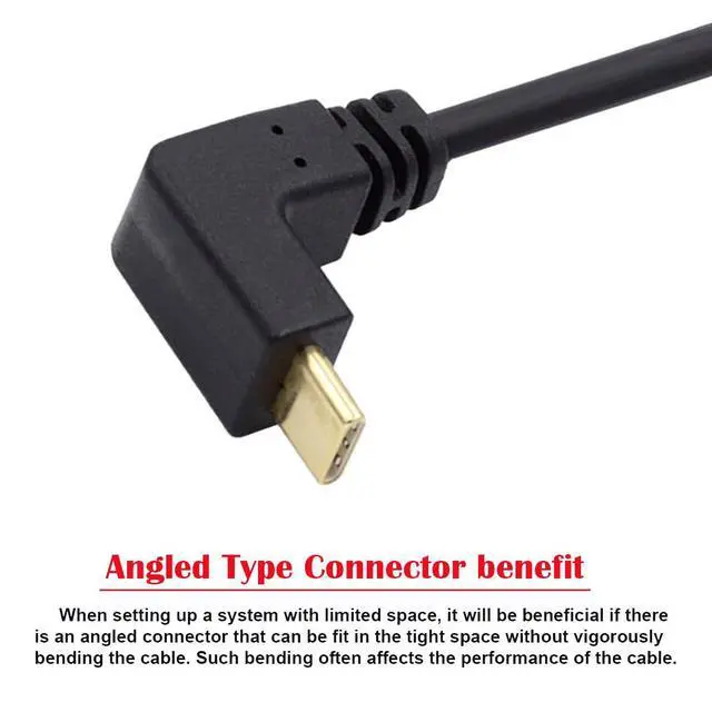 Alt view image 7 of 7 - USB 3.1 USB-C Reversible Angled to 90 Degree Up Angled A Male Data Cable for Tablet Phone 100cm