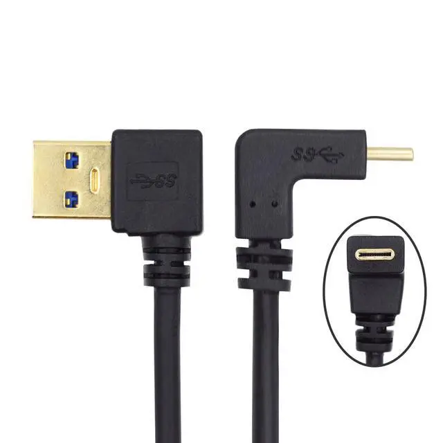 Alt view image 7 of 7 - CY Up & Down Angled USB-C USB 3.1 to 90 Degree Left Angled A Male Data Cable for Tablet & Cell Phone 100cm Type-06